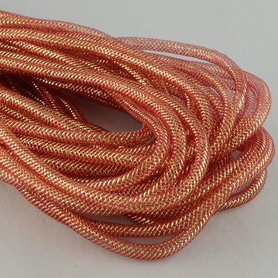 Deco Flex Tubing Ribbon: Burgundy with Gold (30 Yards)