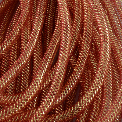 Deco Flex Tubing Ribbon: Burgundy with Gold (30 Yards)