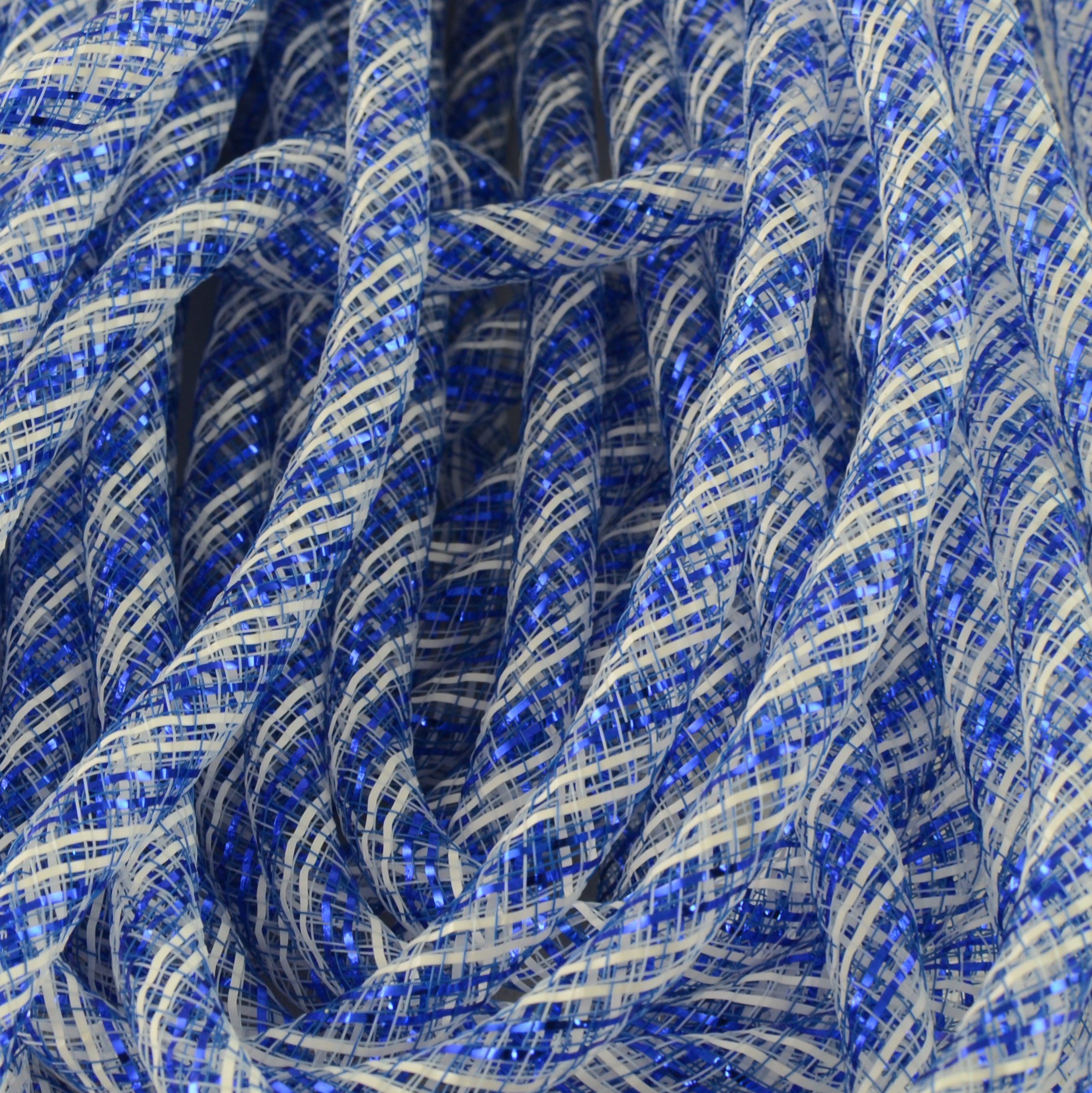 Deco Flex Tubing Ribbon: Striped Blue/White (30 Yards)