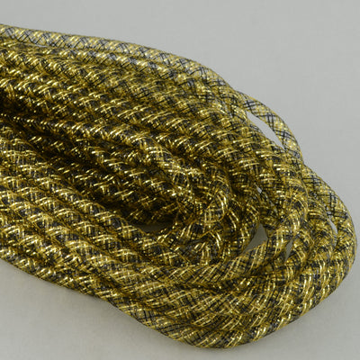 Deco Flex Tubing Ribbon: Striped Black/Gold (30 Yards)