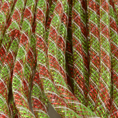 Deco Flex Tubing Ribbon: Striped Red/Lime/White (30 Yards)