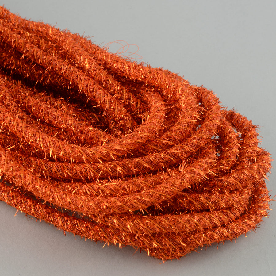 Tinsel Flex Tubing Ribbon: Metallic Orange (20 Yards)