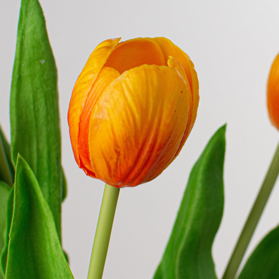 13" Realistic Touch Tulip Bouquet: Orange (5) detail photo 3