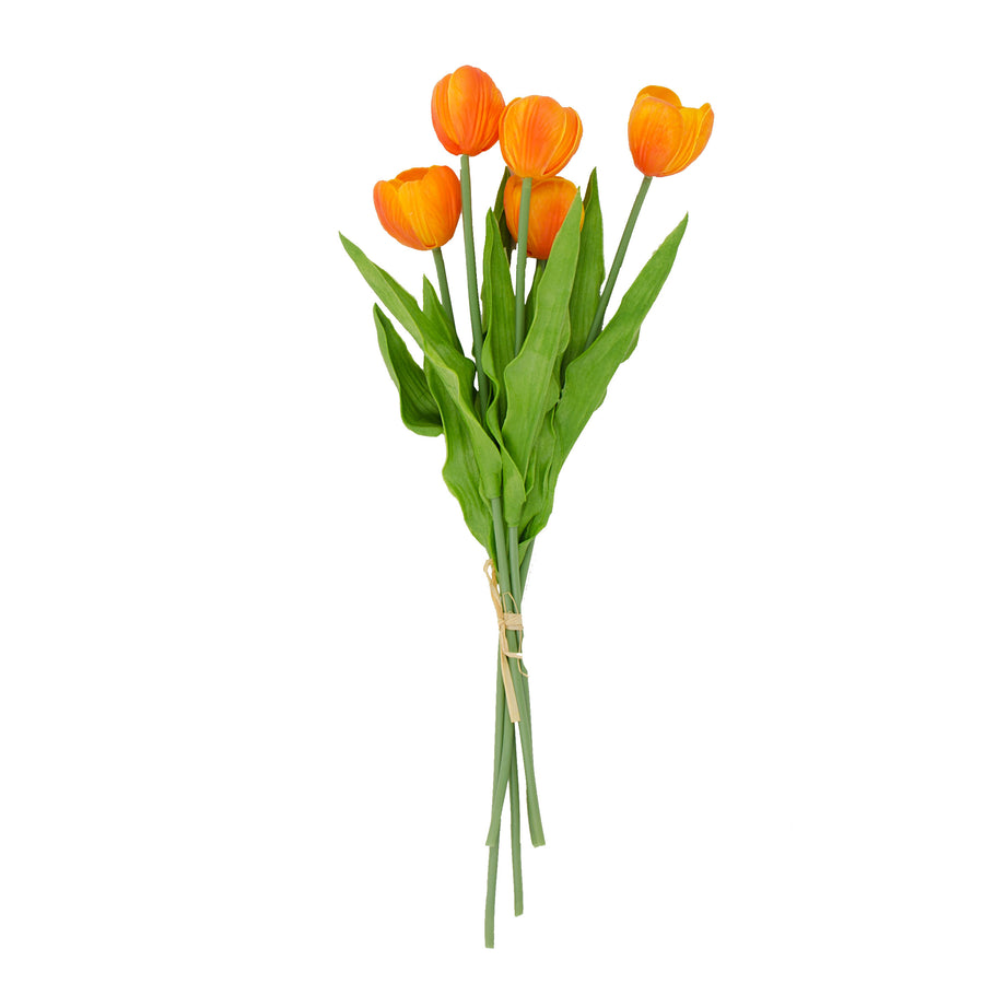 13" Realistic Touch Tulip Bouquet: Orange (5) detail photo 4