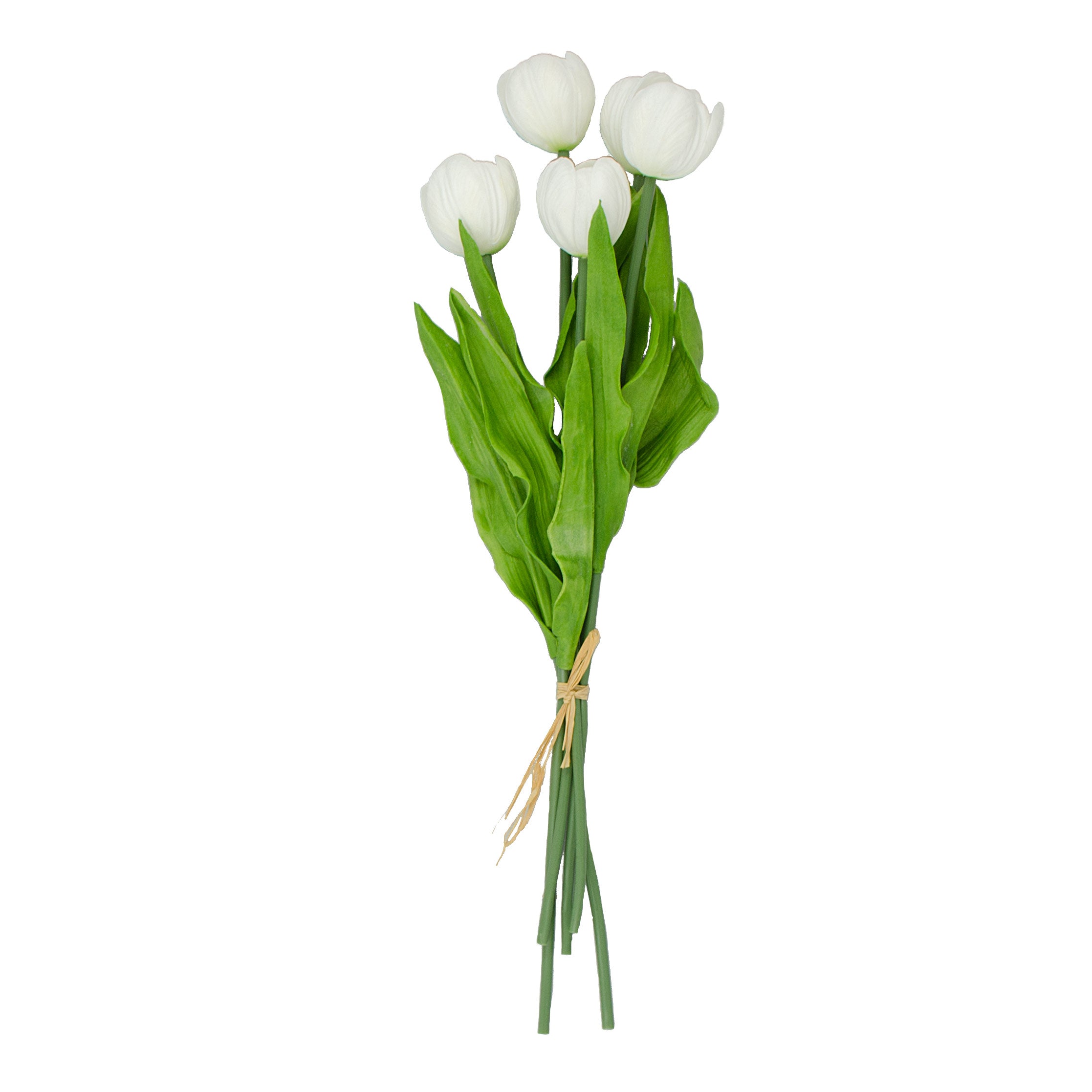13" Realistic Touch Tulip Bouquet: White (5) detail photo 4