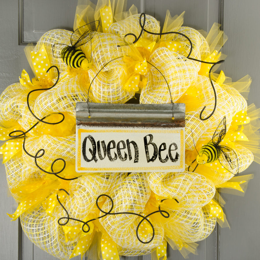 Reclaimed Tin Sign: Queen Bee Sign (6" x 10") Lifestyle Photo