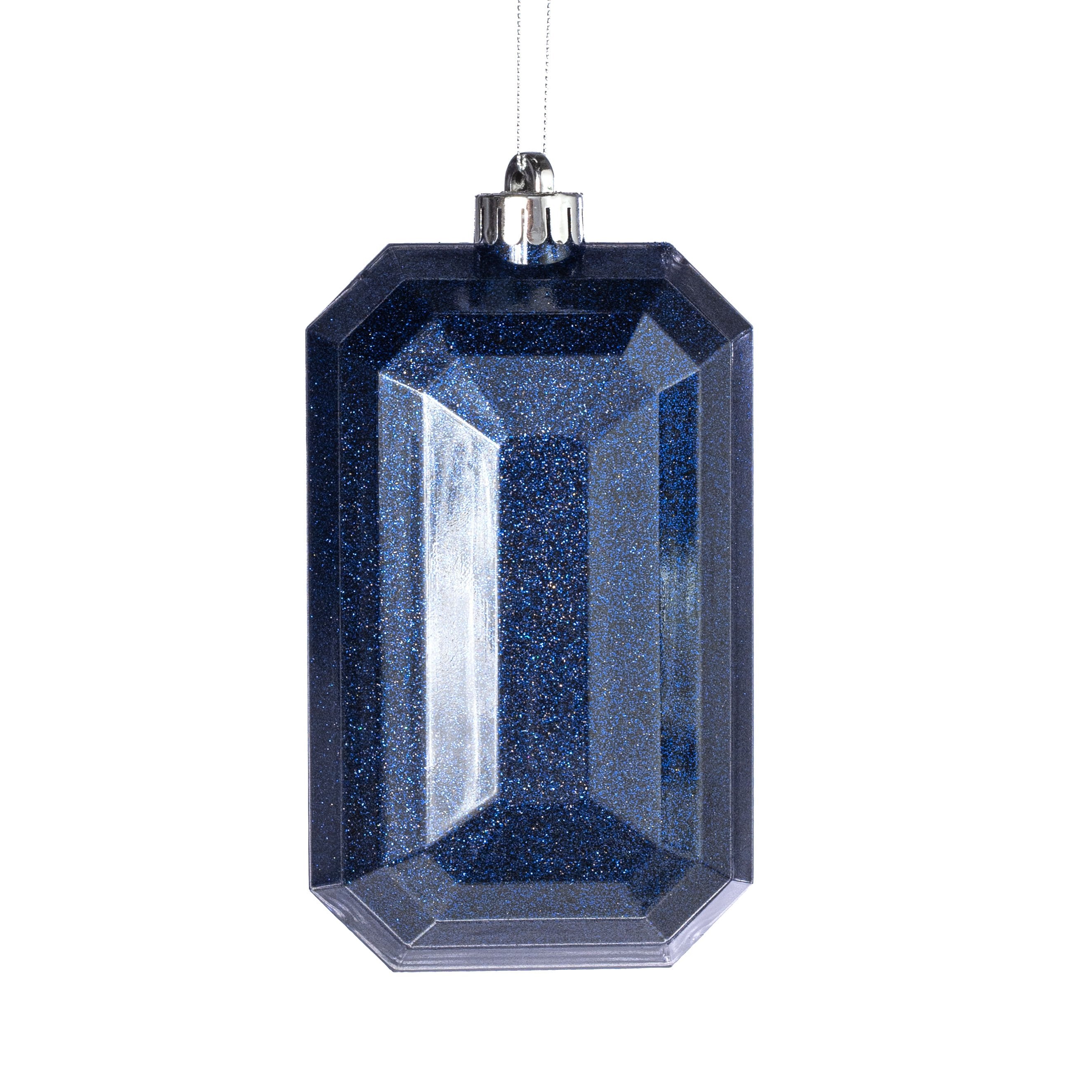 7" Rectangle Gem Ornament: Glitter Inside Navy Blue Item Number: XJ716619