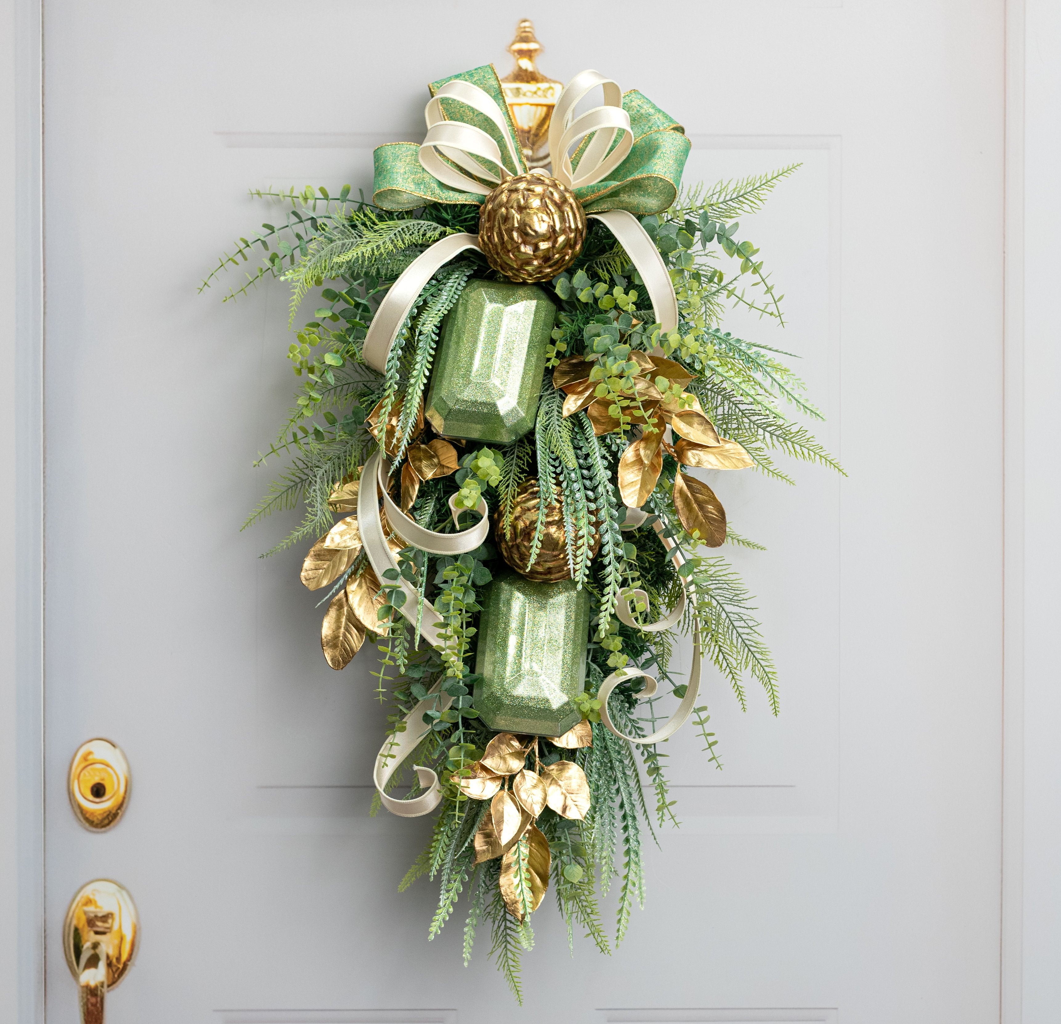 7" Rectangle Gem Ornament: Glitter Inside Sage Green Lifestyle Photo