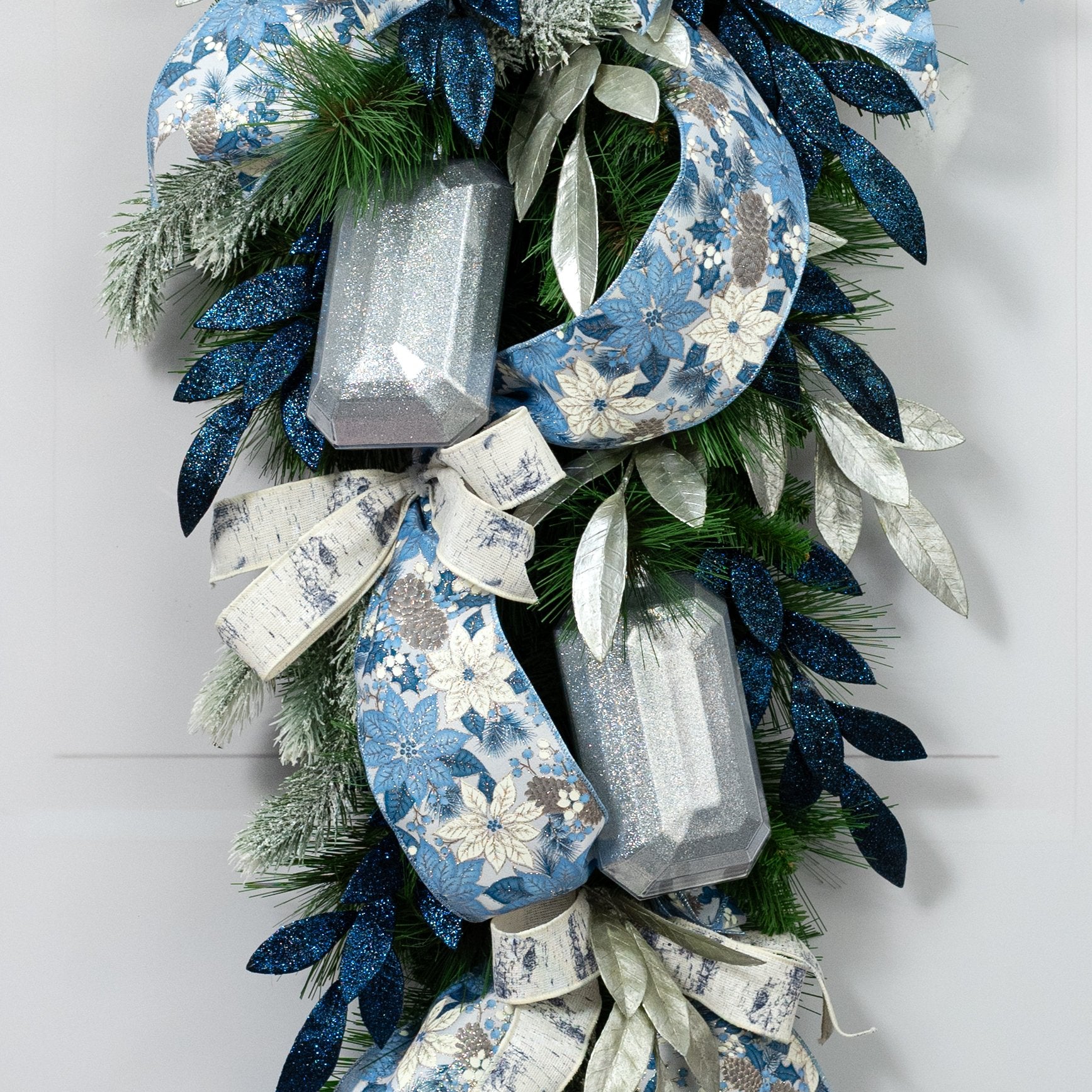 7" Rectangle Gem Ornament: Glitter Inside Silver Lifestyle Photo
