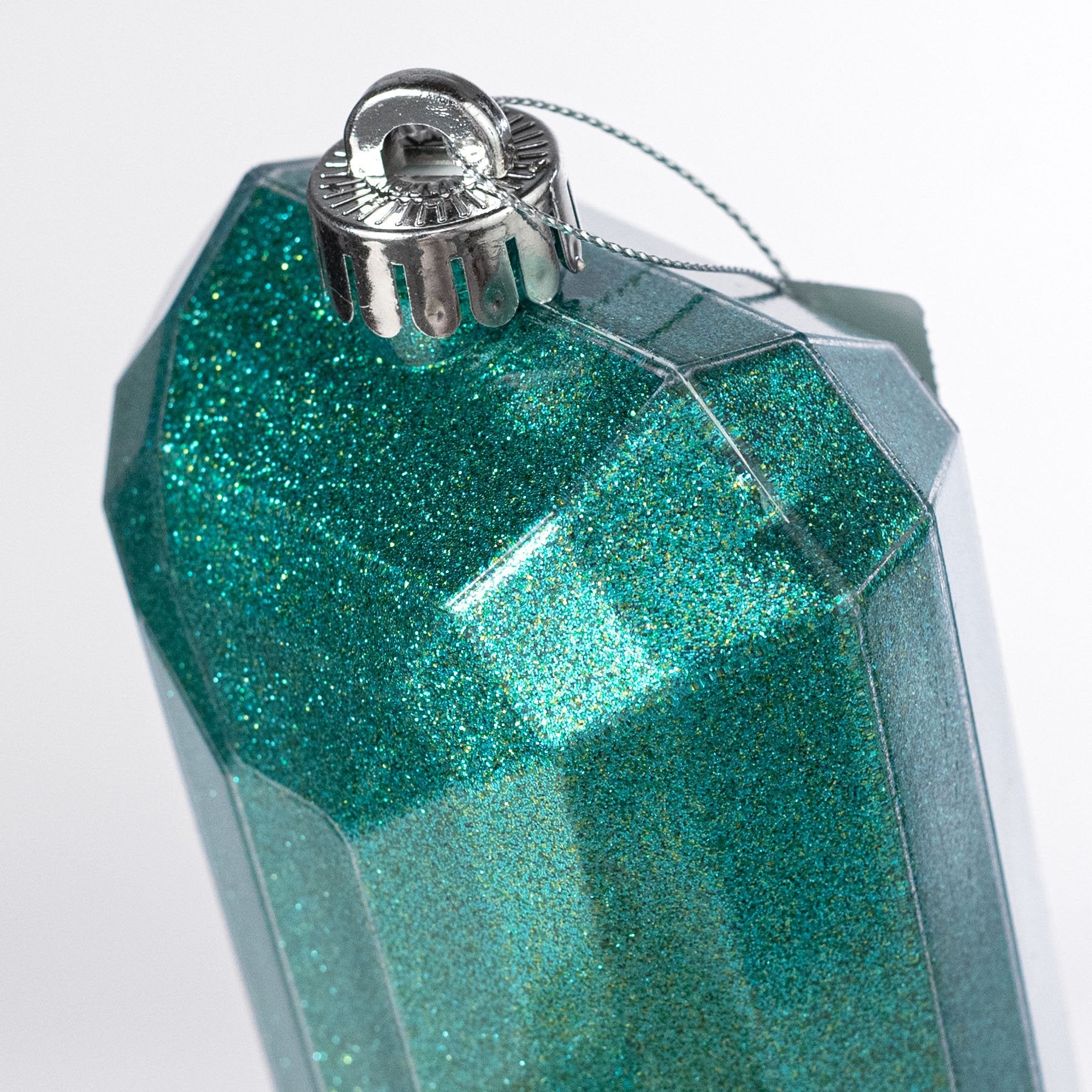 7" Rectangle Gem Ornament: Glitter Inside Turquoise Teal detail photo 3