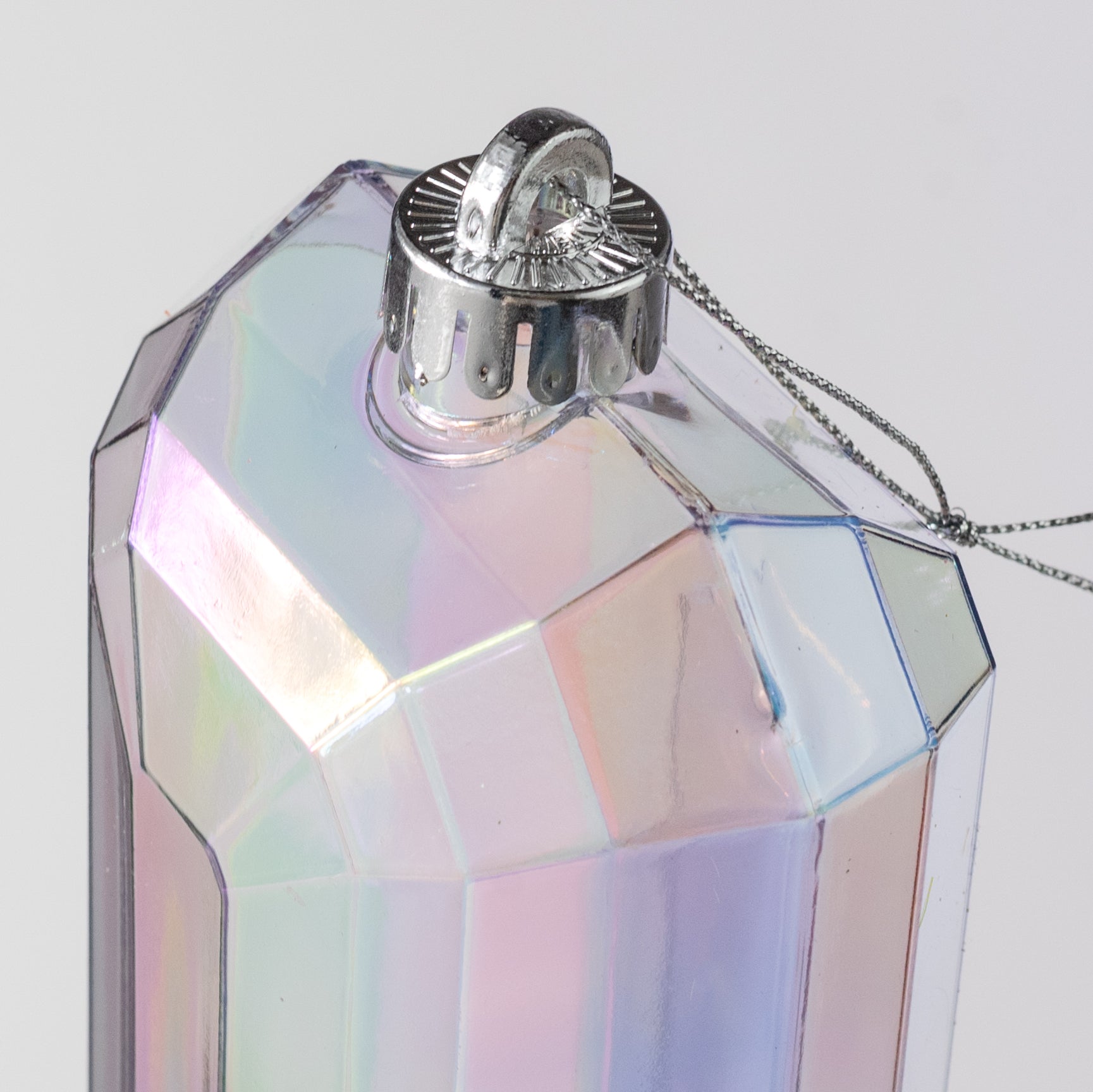 8" Rectangle Gem Ornament: Iridescent Clear detail photo 3