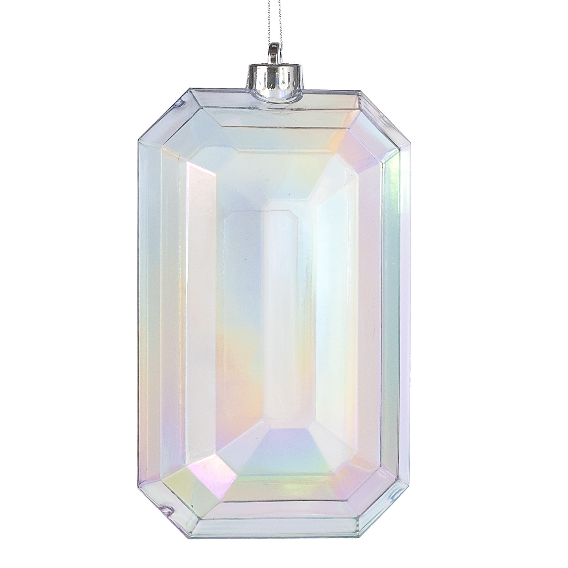 8" Rectangle Gem Ornament: Iridescent Clear Item Number: XJ5529HM