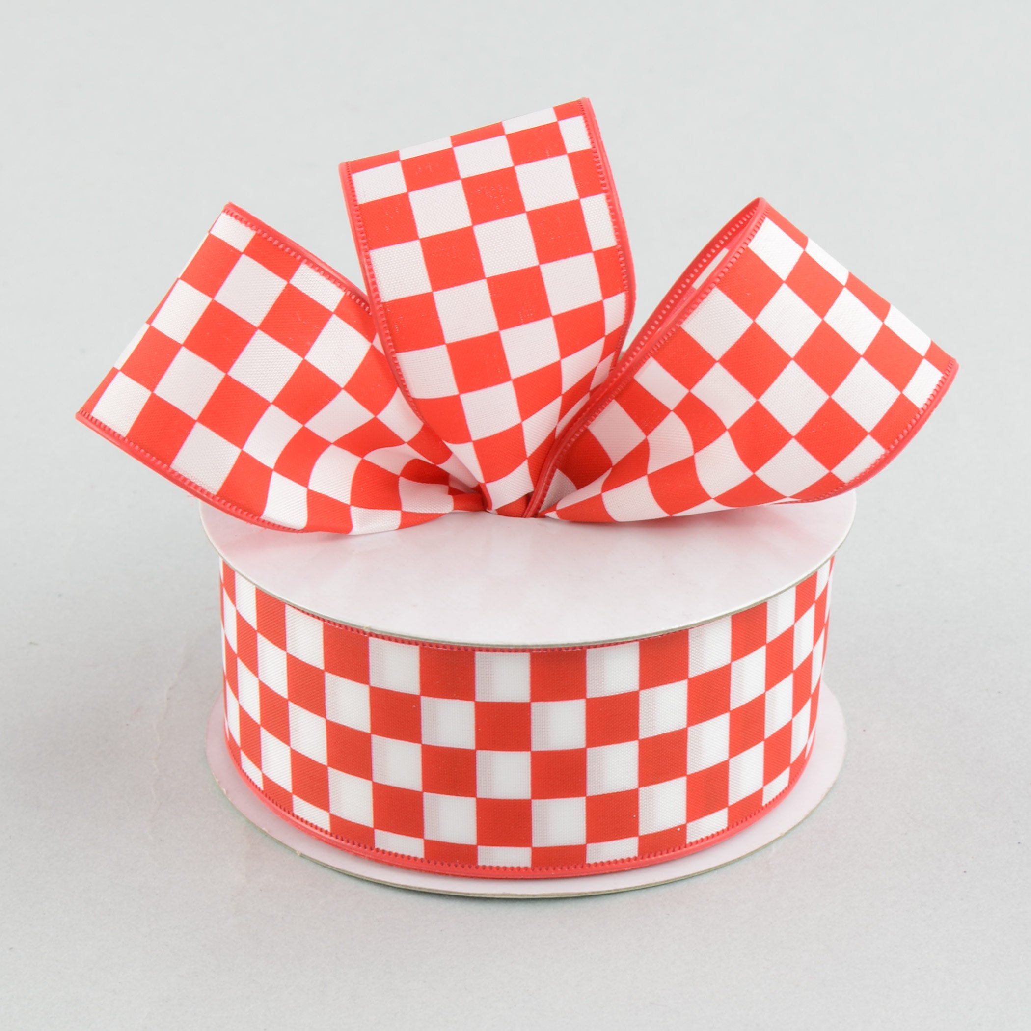 1.5" Red and White Check Ribbon (10 Yards) Lifestyle Photo