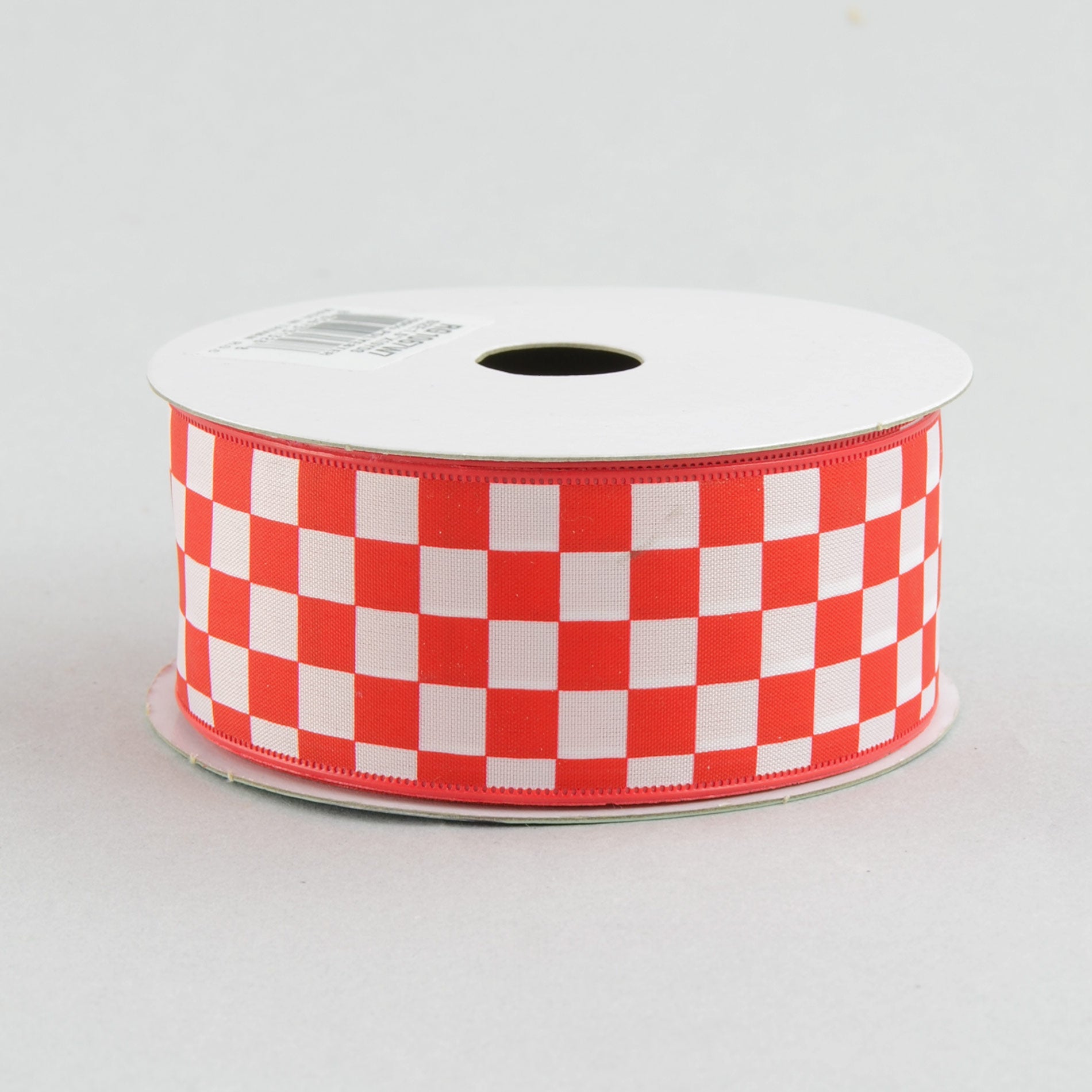 1.5" Red and White Check Ribbon (10 Yards)