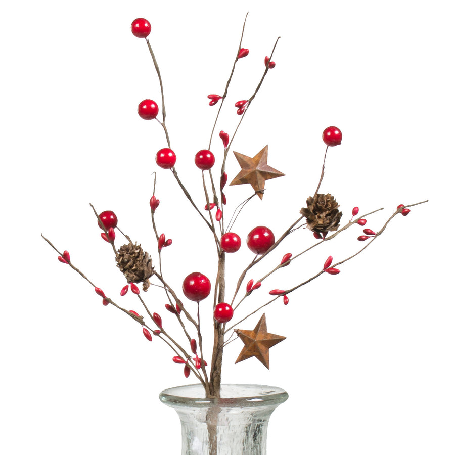 12" Red Berry Pip & Pinecone Pick Item Number: ISB68597