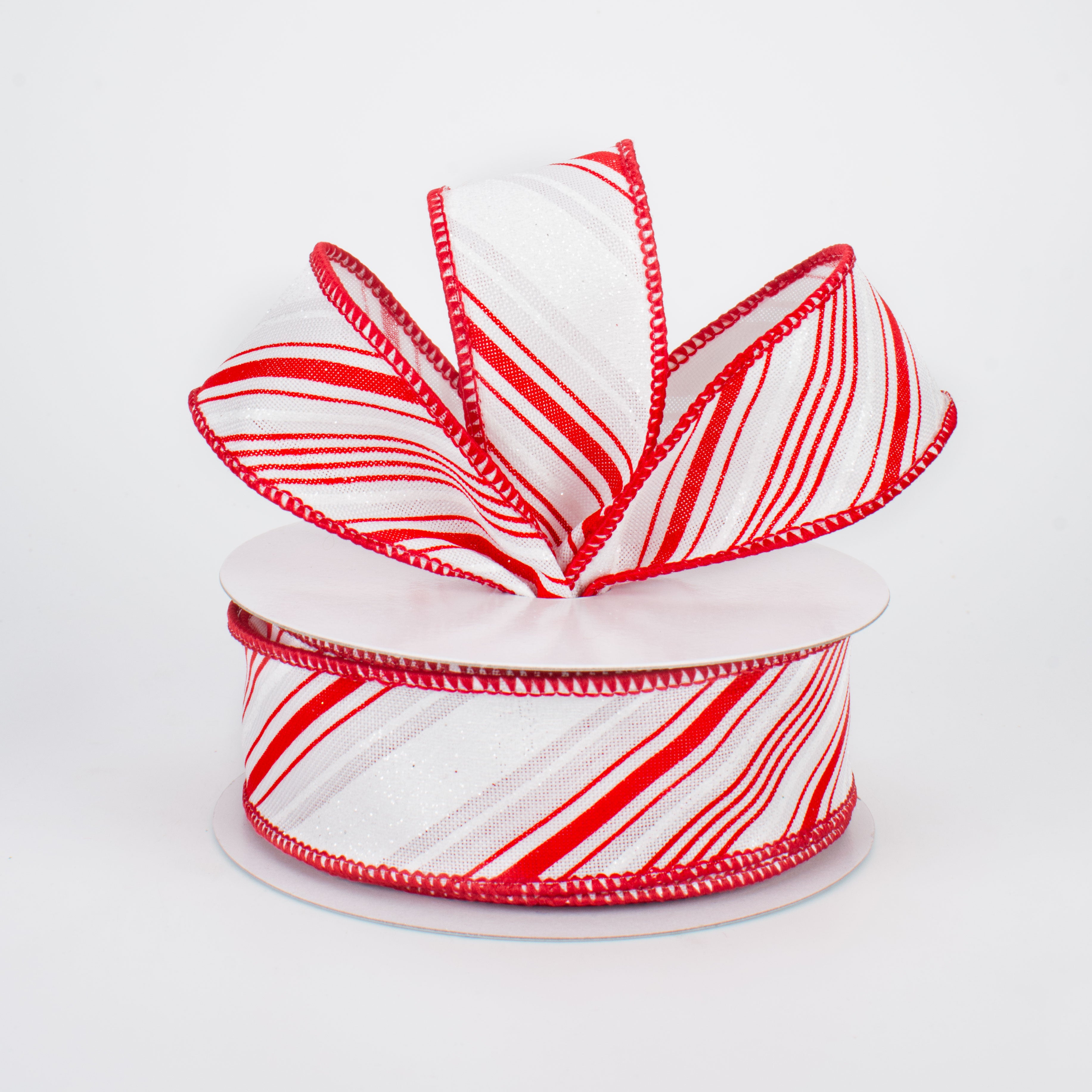 1.5" Red Diagonal Stripes Ribbon (10 Yards) Lifestyle Photo