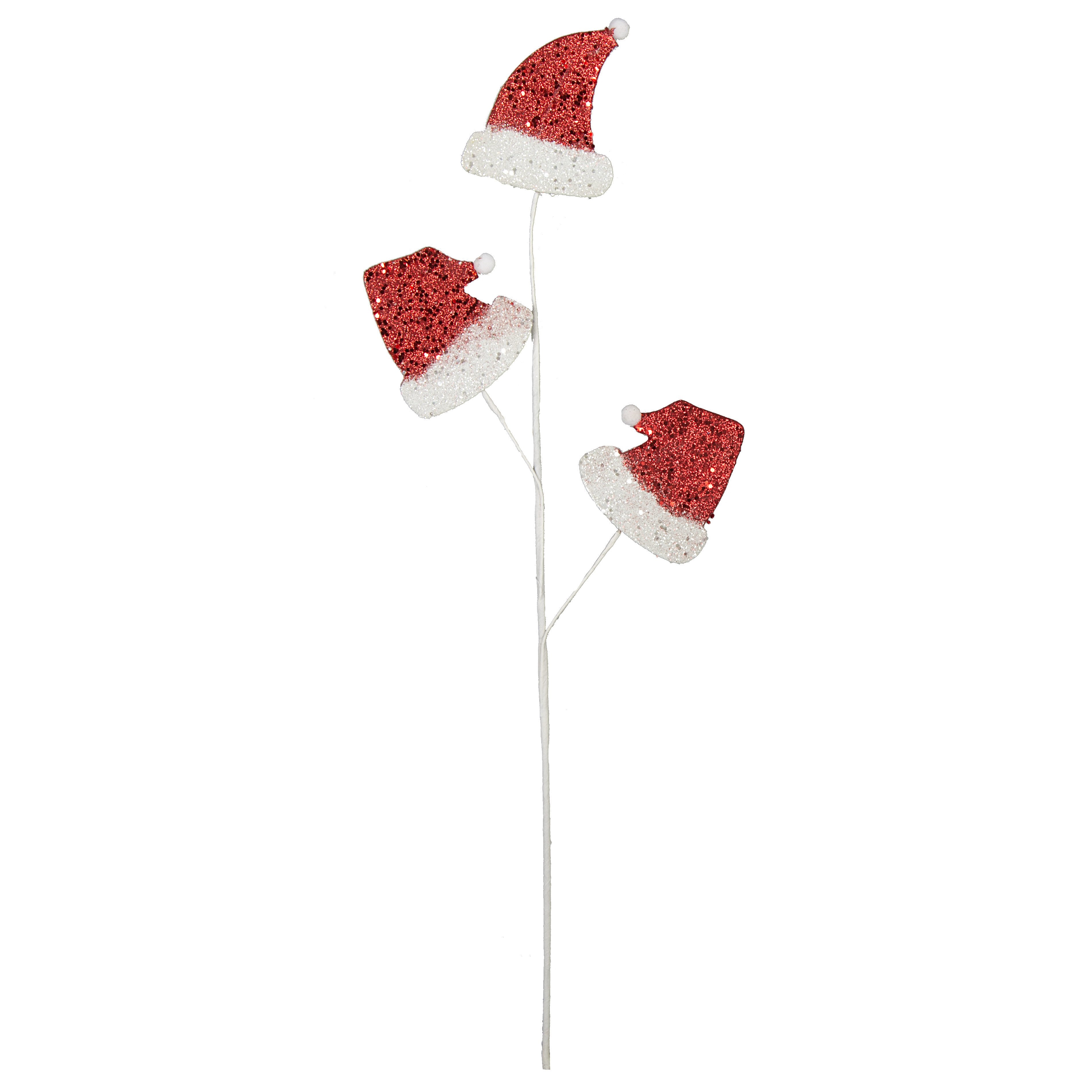28" Red Glitter Santa Hat Holiday Spray: Red & White Item Number: XP3650