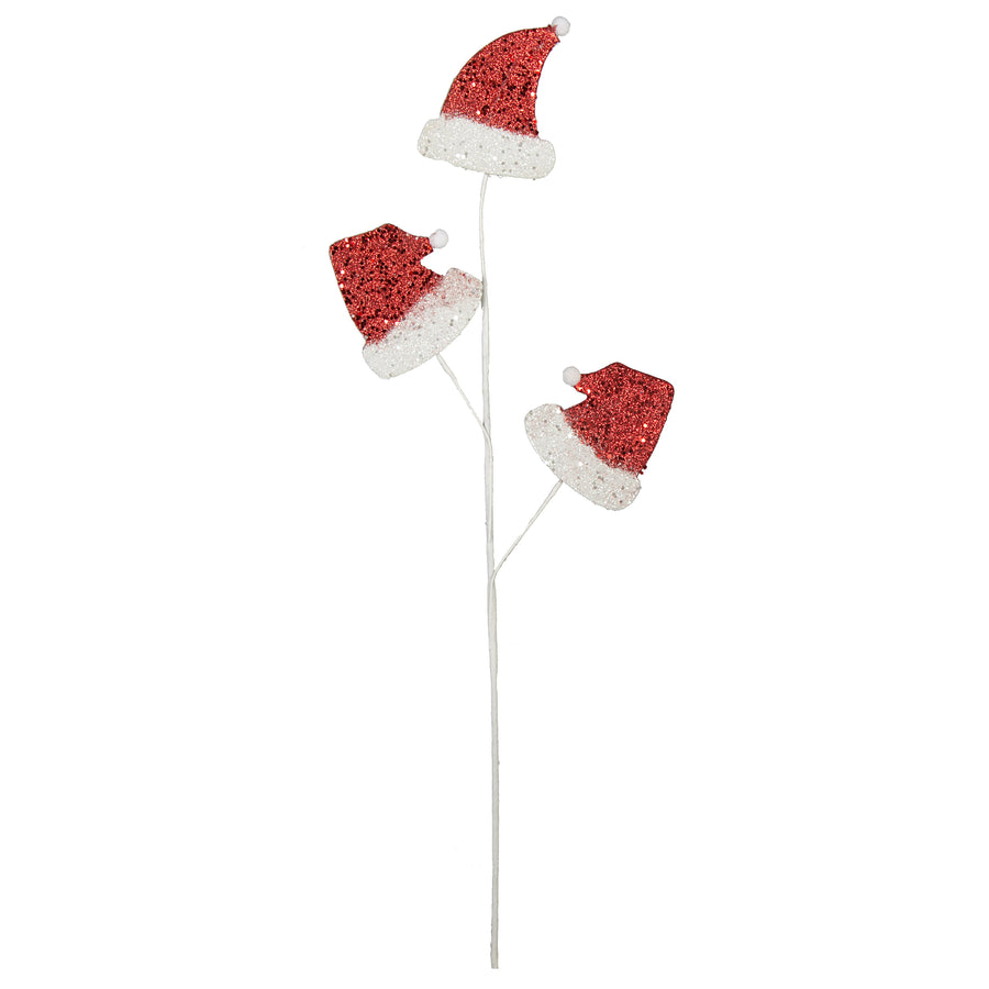 28" Red Glitter Santa Hat Holiday Spray: Red & White Item Number: XP3650