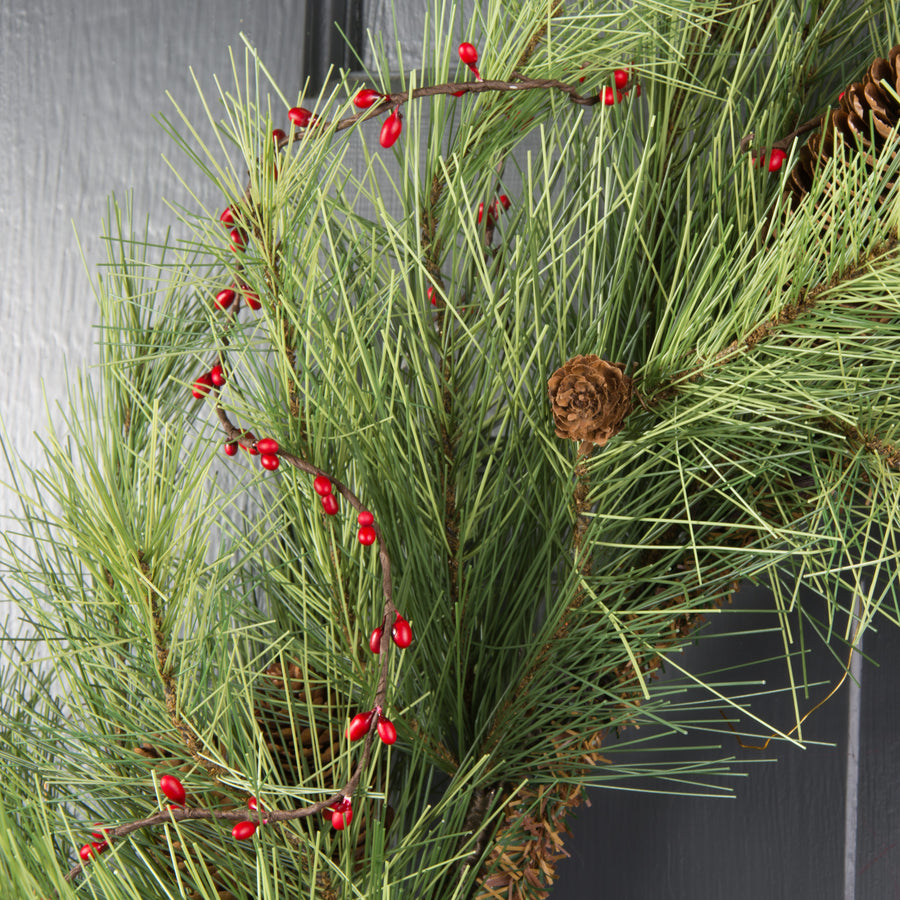 6' Red Pip Berry Wired Garland detail photo 4