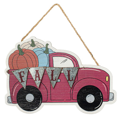 12" Red Truck Fall Pumpkin Sign Item Number: 56482RD