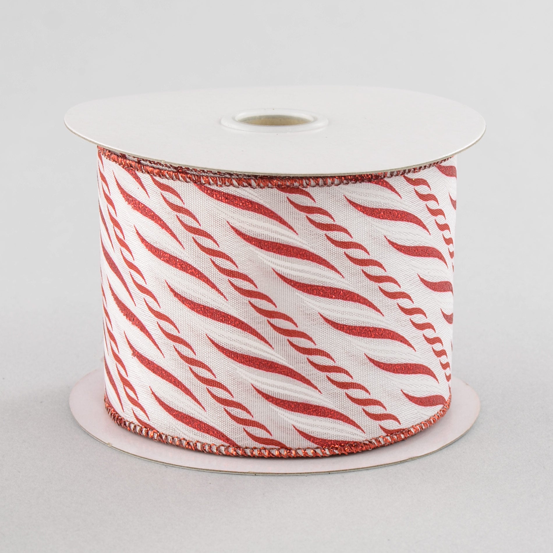 2.5" Red & White Candy Cane Stripes Ribbon (10 Yards)