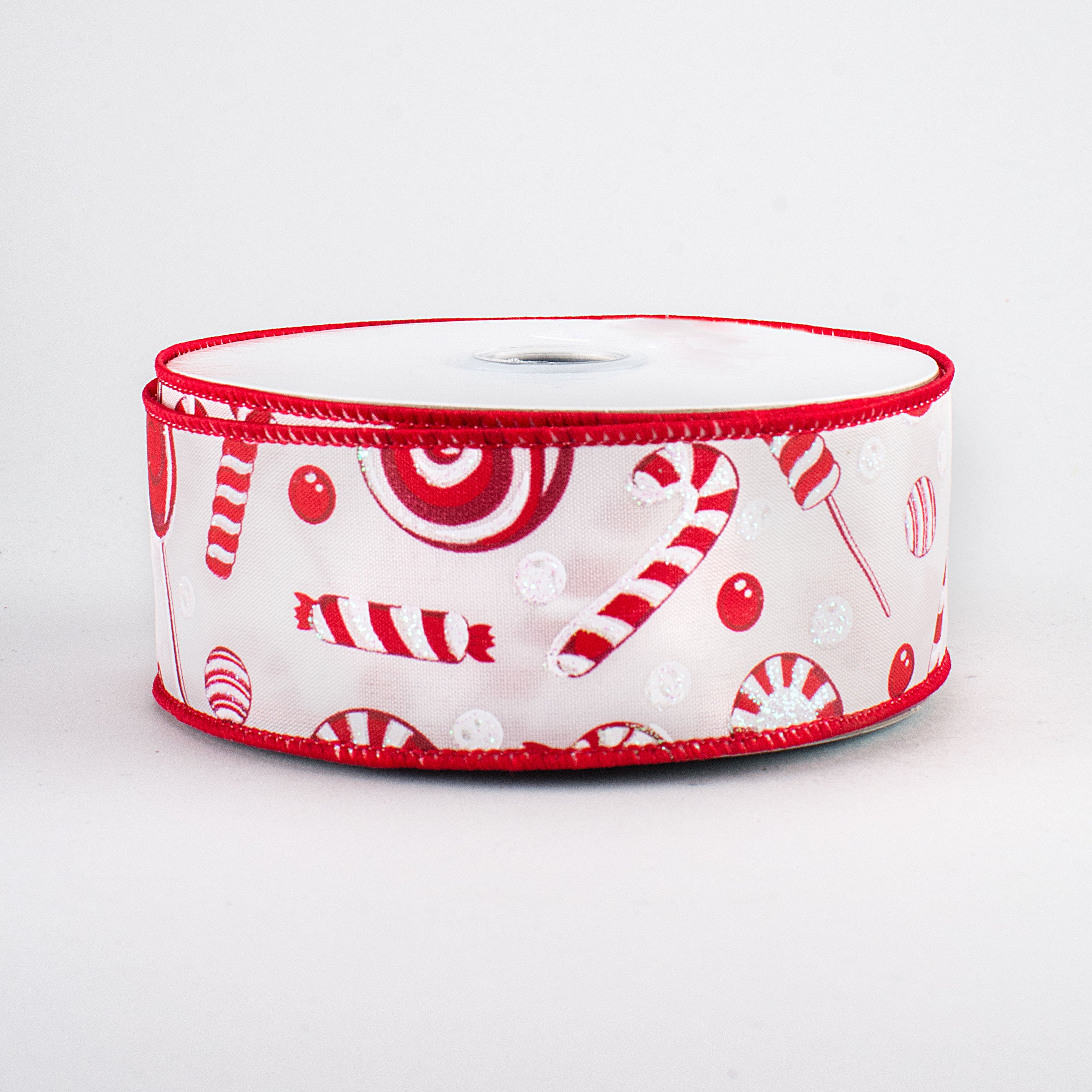 1.5" Red & White Candy Ribbon (10 Yards)