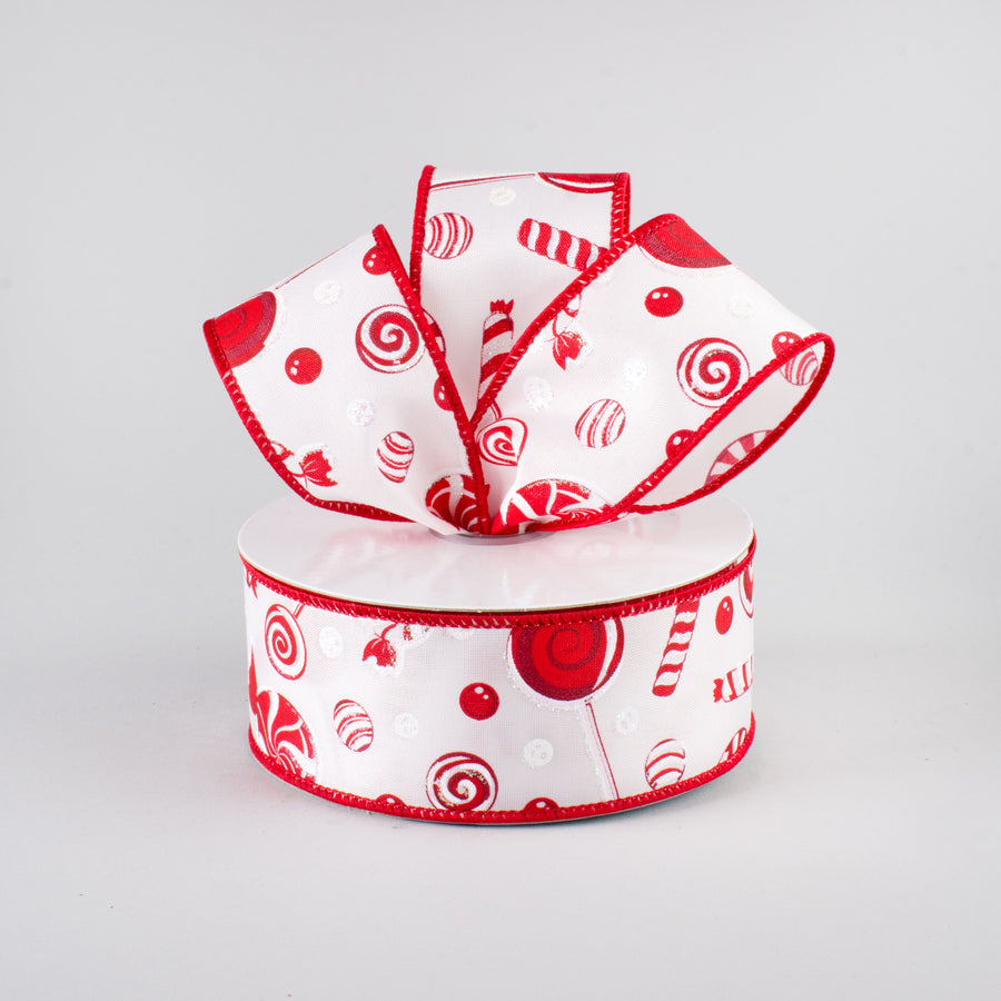 1.5" Red & White Candy Ribbon (10 Yards) Lifestyle Photo