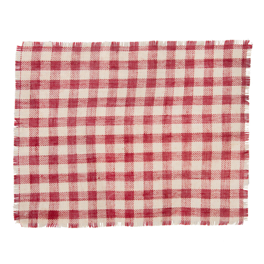 Red & White Checkerboard Plaid Burlap Placemat Item Number: NJC-P11