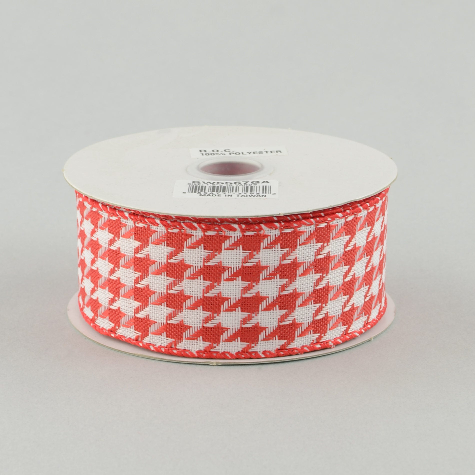 1.5" Red & White Houndstooth Ribbon (10 Yards)