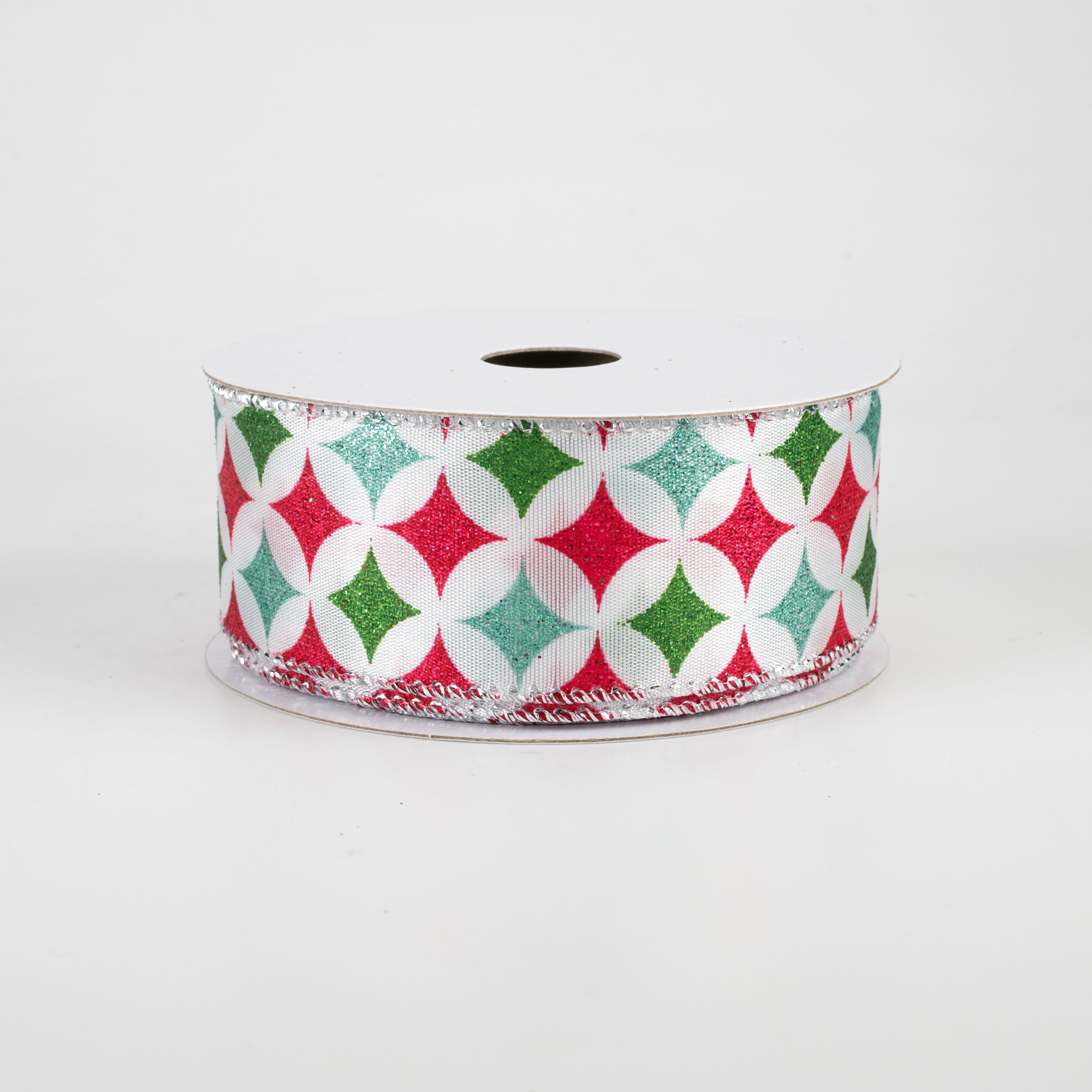 1.5" Retro Star Diamond Ribbon: Red, Mint, Emerald (10 Yards) Item Number: 71007-09-06