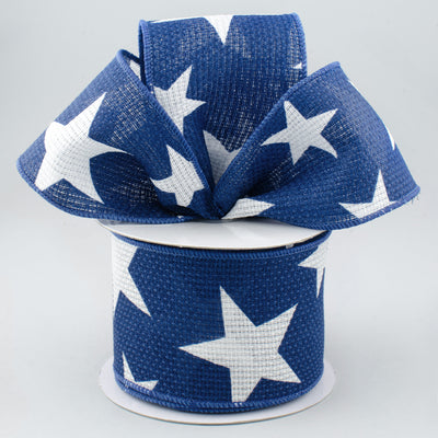 2.5" Star Print Ribbon: Blue & White (10 Yards)