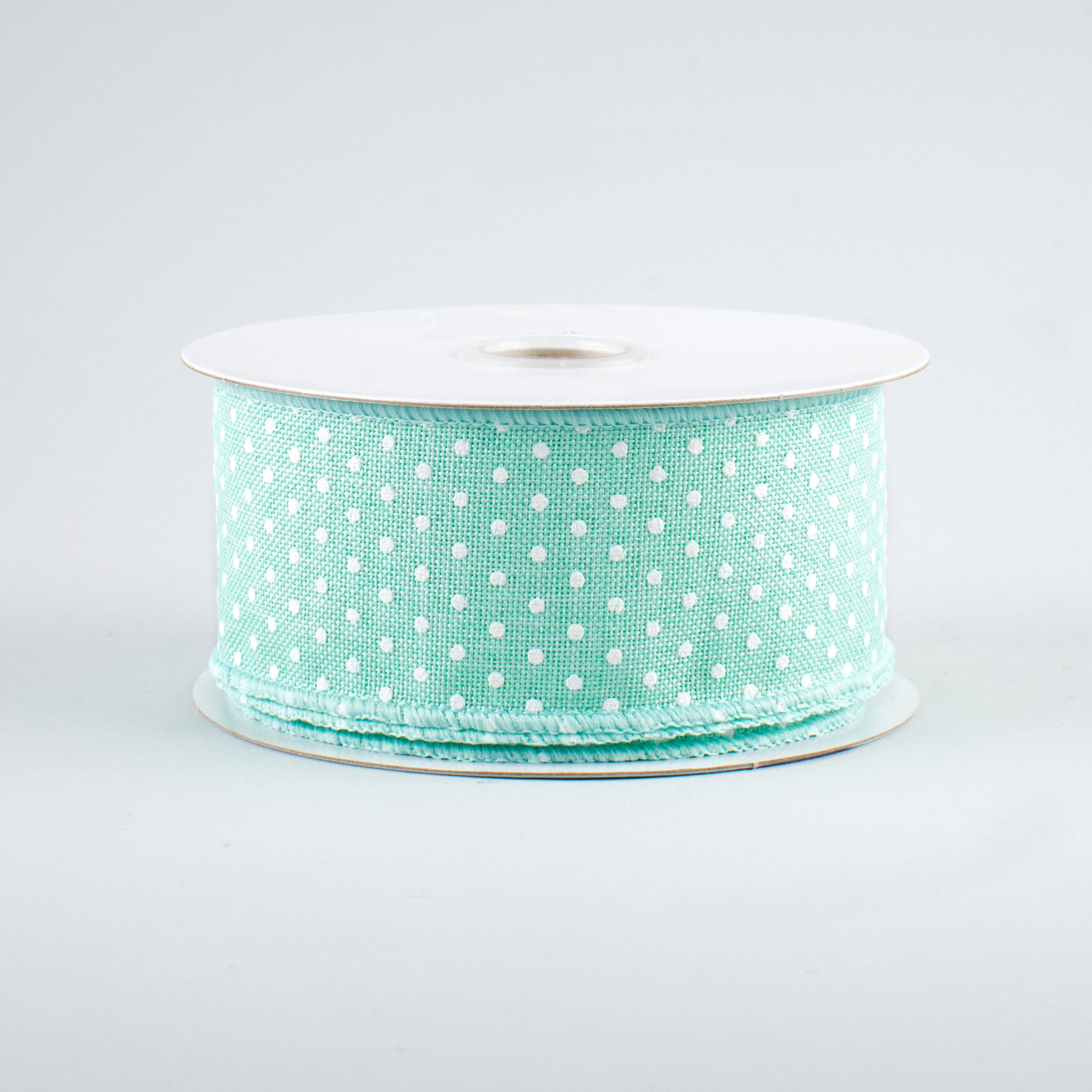 1.5" Swiss Dots Ribbon: Mint Green & White (10 Yards)