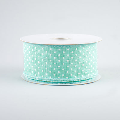 1.5" Swiss Dots Ribbon: Mint Green & White (10 Yards)