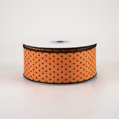 1.5" Swiss Dots Ribbon: Orange & Black (10 Yards)