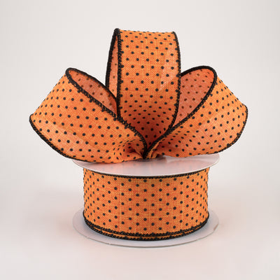 1.5" Swiss Dots Ribbon: Orange & Black (10 Yards)