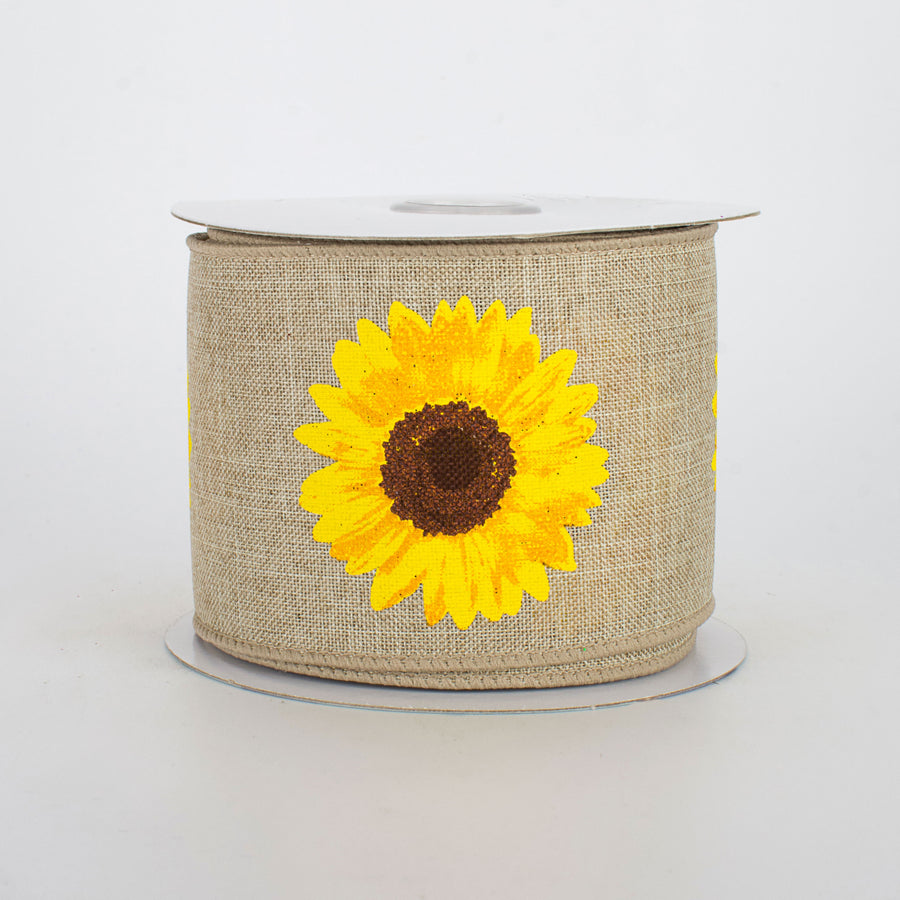 2.5" Bold Sunflower Ribbon: Natural (10 Yards)