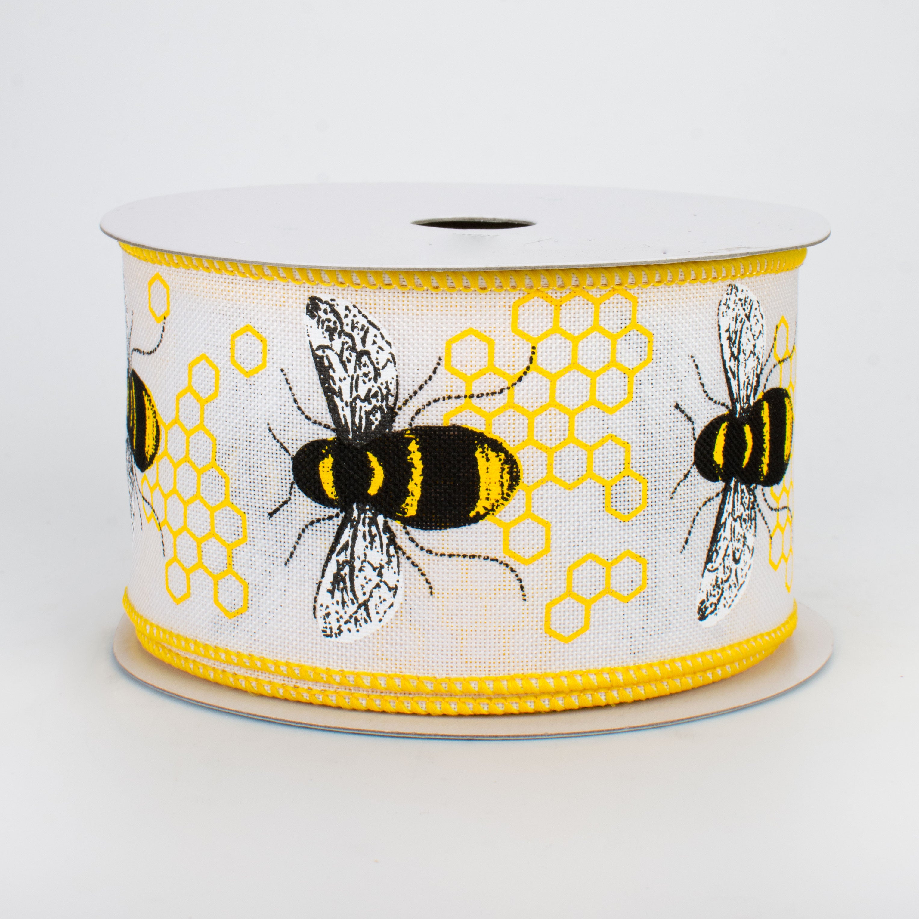2.5" Honey Bee Ribbon: White (10 Yards)