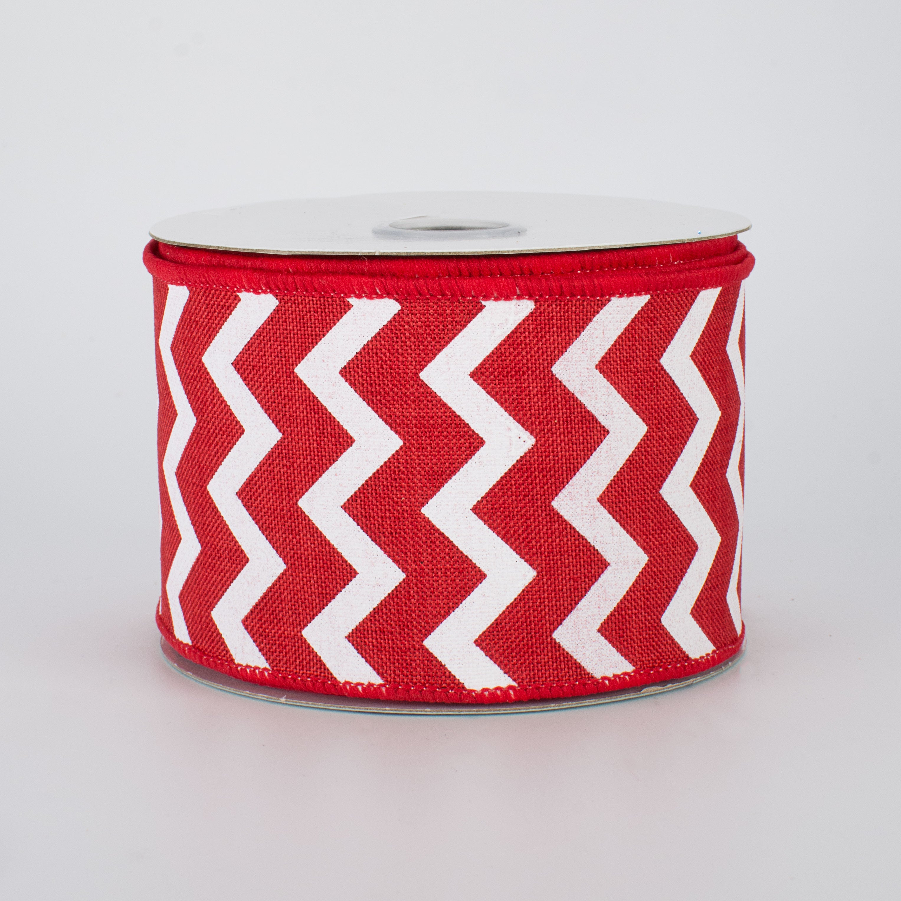 2.5" Canvas Chevron Ribbon: Red & White (10 Yards)