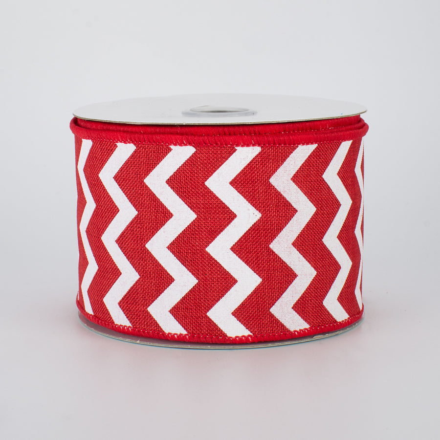 2.5" Canvas Chevron Ribbon: Red & White (10 Yards)