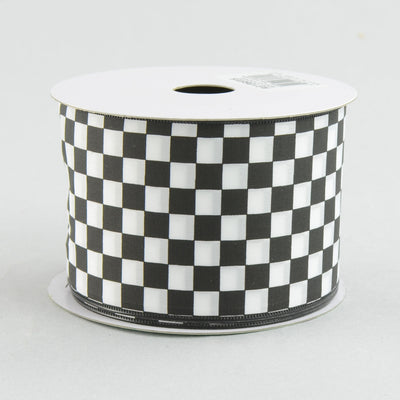 2.5" Black and White Check Ribbon (10 Yards)