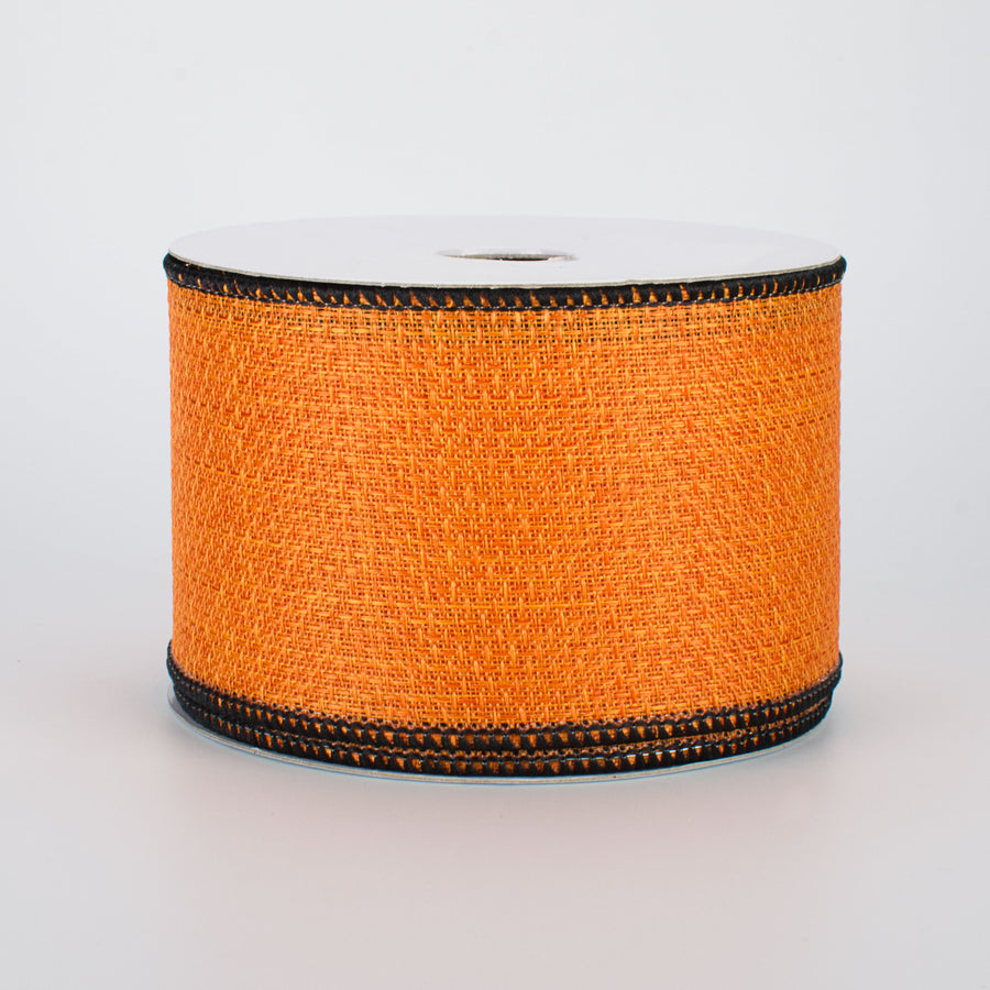 2.5" Royal Faux Burlap Ribbon: Orange & Black (10 Yards)