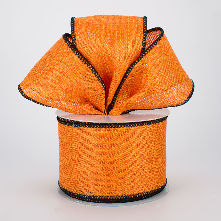2.5" Royal Faux Burlap Ribbon: Orange & Black (10 Yards)