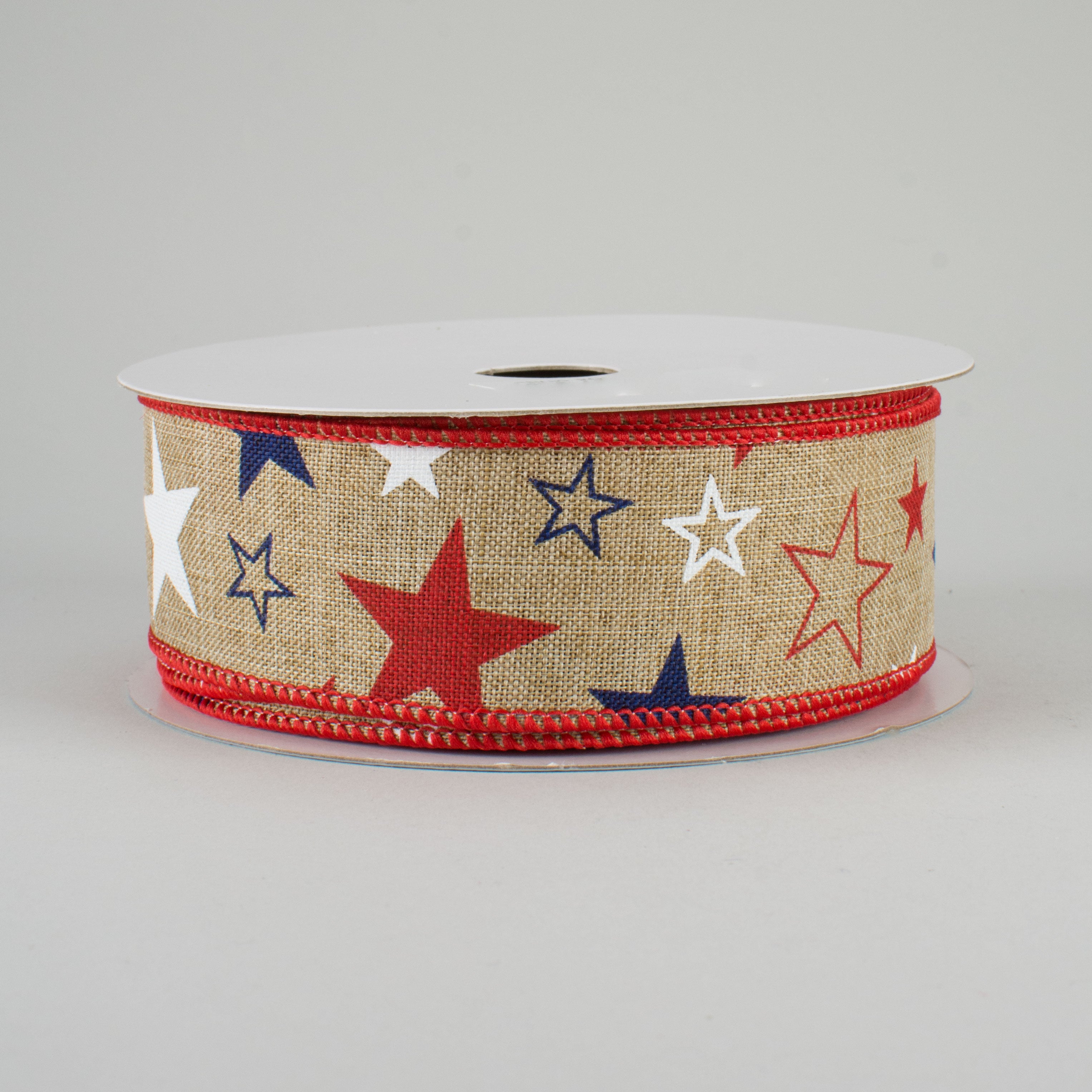 1.5" Royal Canvas Stars Ribbon: RWB (10 Yards)