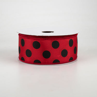 1.5" Big Polka Dot Ribbon: Red & Black (10 Yards)