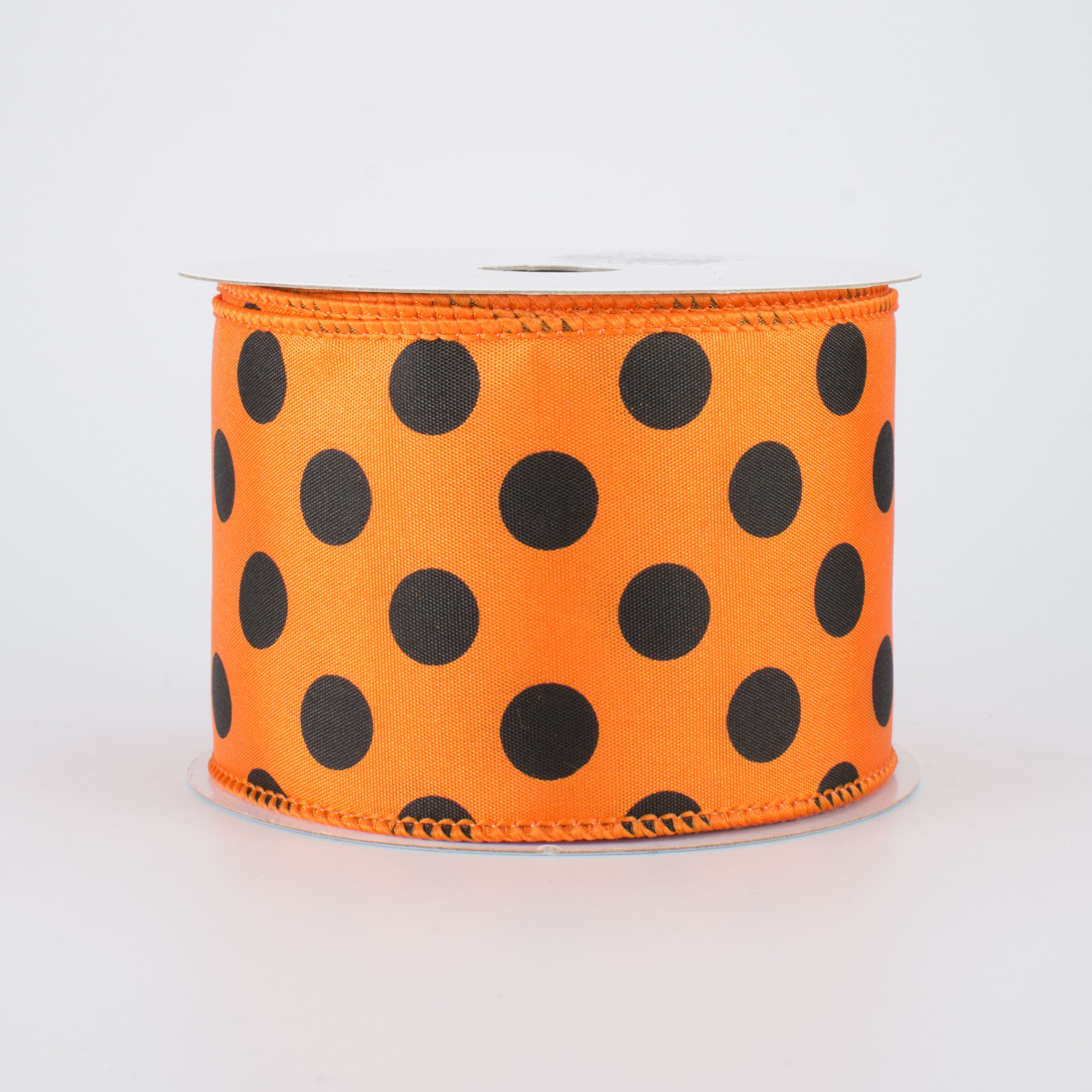 2.5" Big Polka Dot Ribbon: Orange & Black (10 Yards)