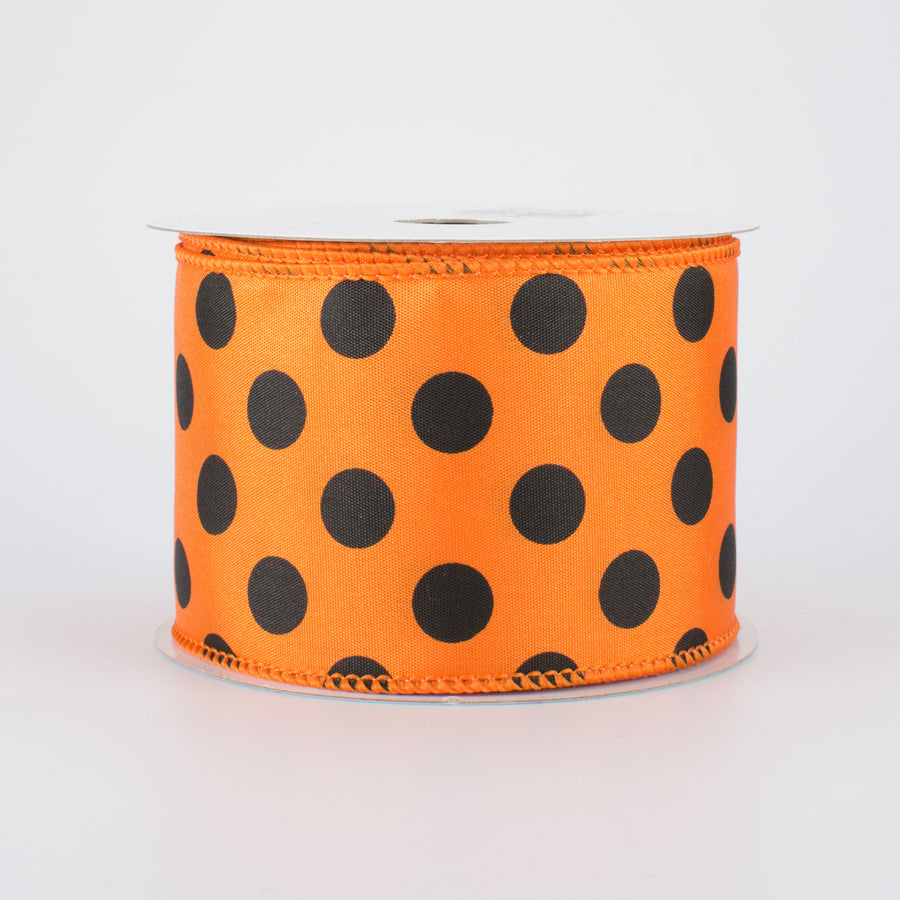 2.5" Big Polka Dot Ribbon: Orange & Black (10 Yards)