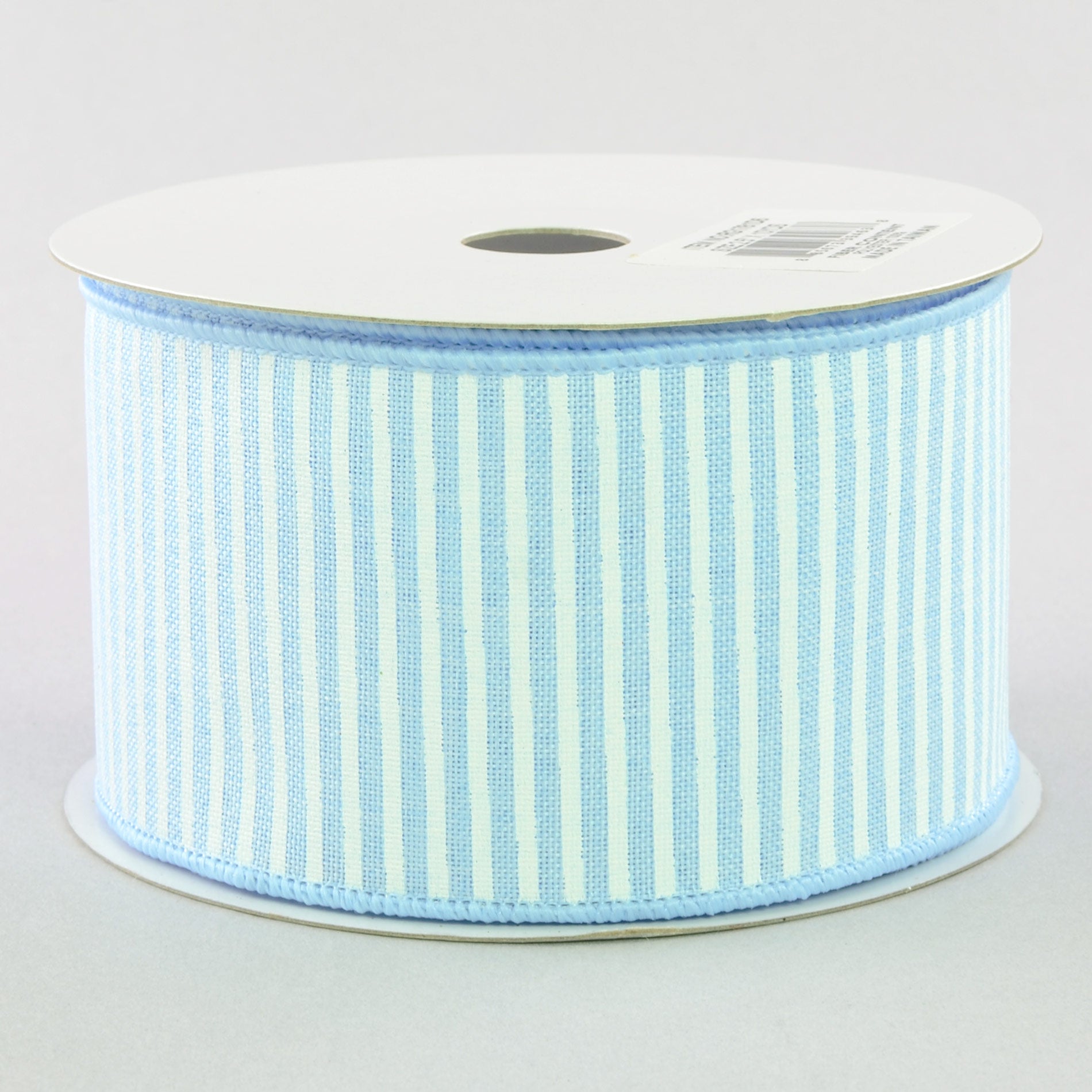2.5" Royal Canvas Pinstripe Ribbon: Light Blue & White (10 Yards)