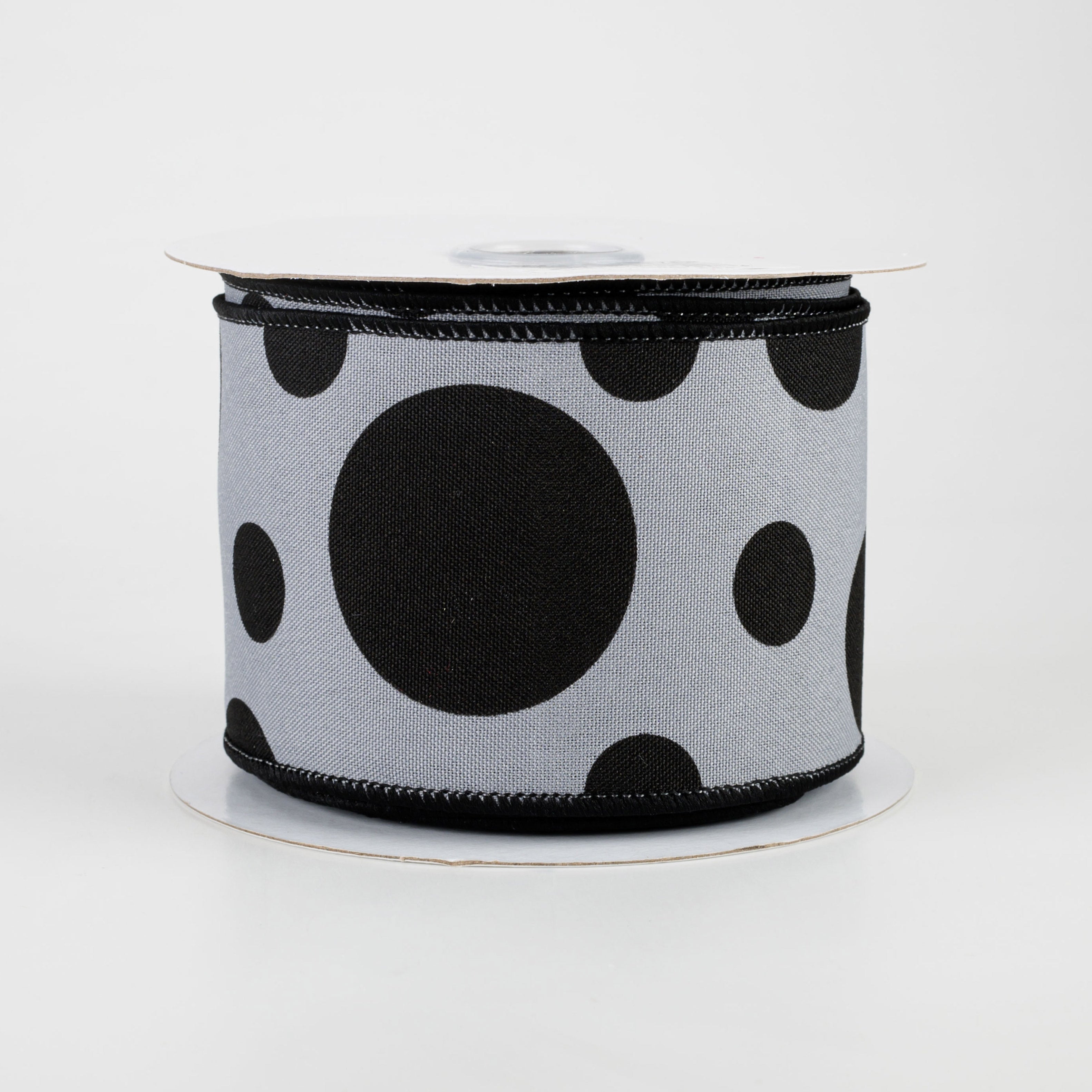 2.5" Giant Three Size Polka Dot Ribbon: Dark Grey & Black (10 Yards)
