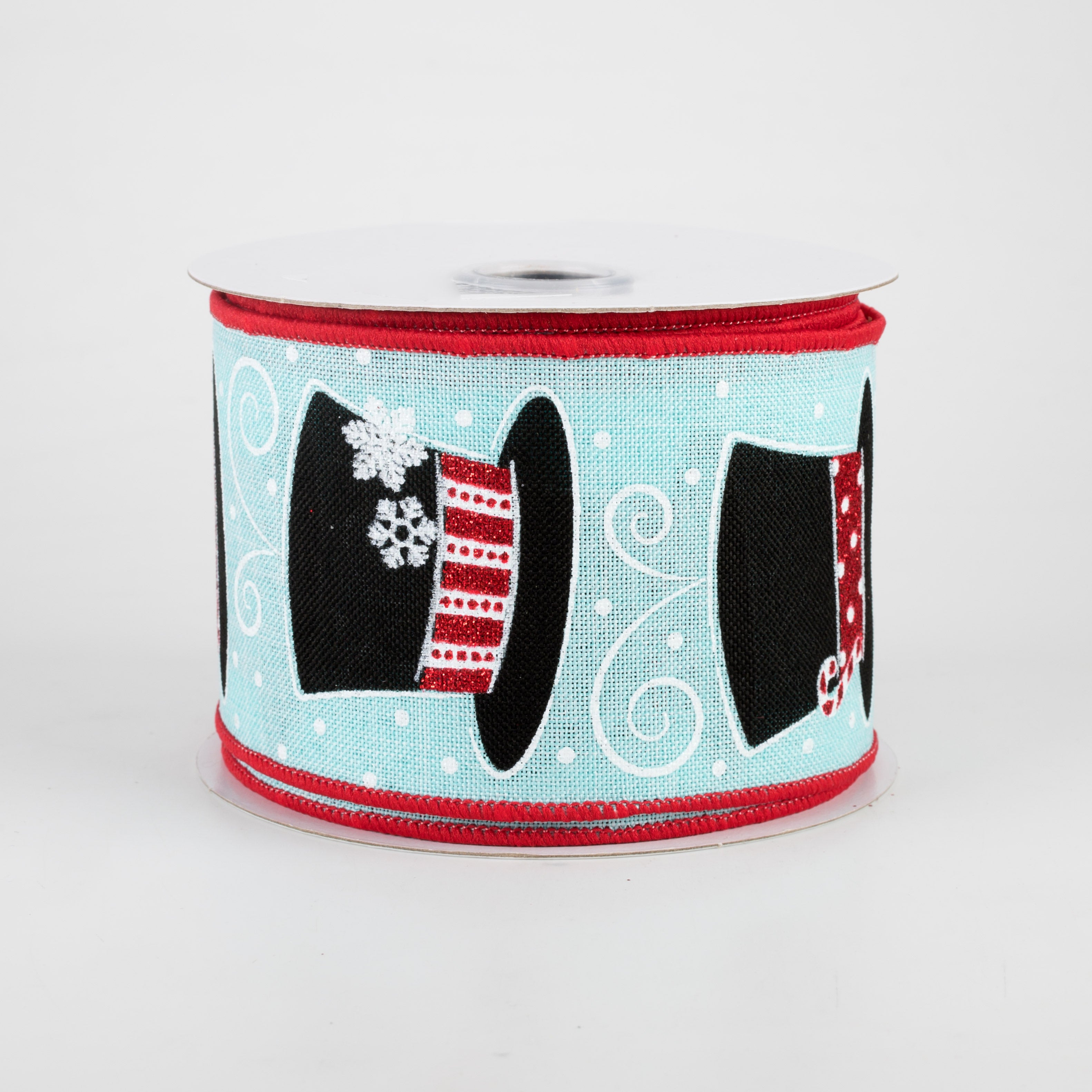 2.5" Snowman Hats Ribbon: Ice Blue (10 Yards)