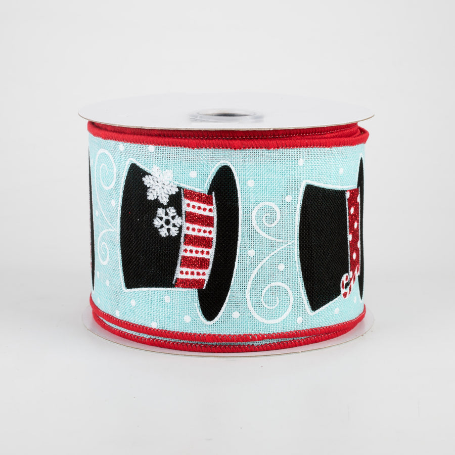 2.5" Snowman Hats Ribbon: Ice Blue (10 Yards)